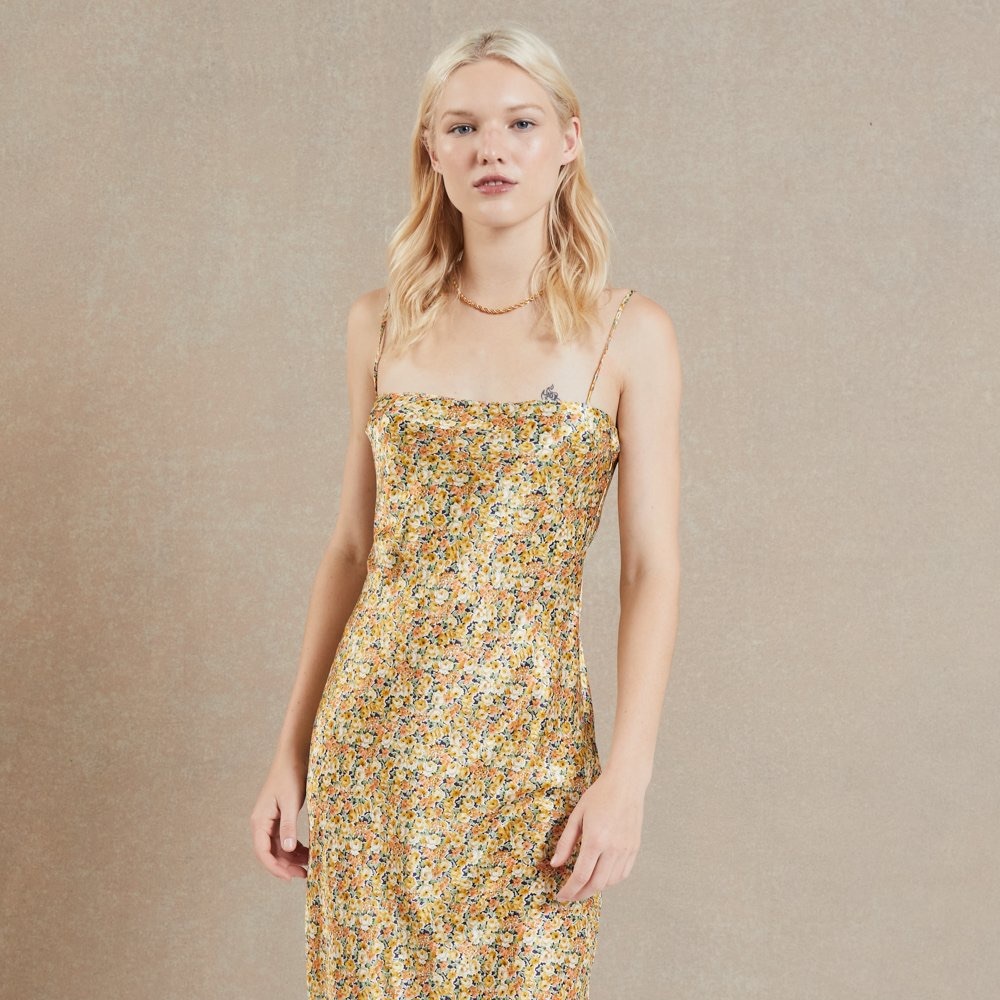 BEC + BRIDGE golden field silk maxi dress.